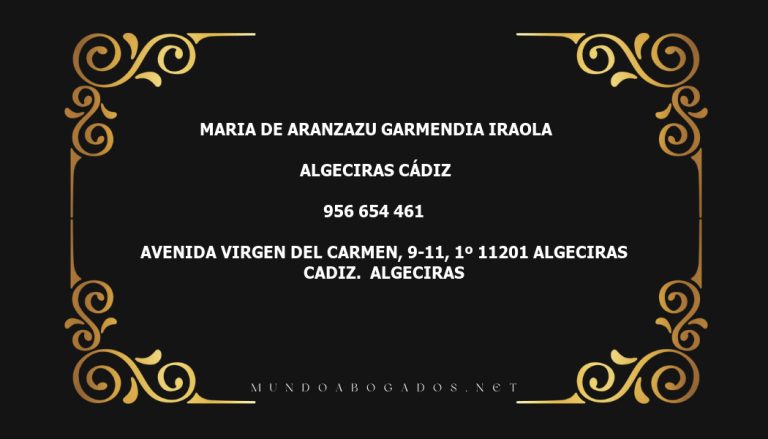 abogado Maria De Aranzazu Garmendia Iraola en la localidad de Algeciras