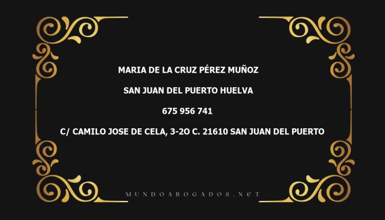 abogado Maria De La Cruz Pérez Muñoz en la localidad de San Juan del Puerto