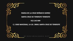 abogado Maria De La Cruz Reñasco Gomez en la localidad de Santa Cruz de Tenerife