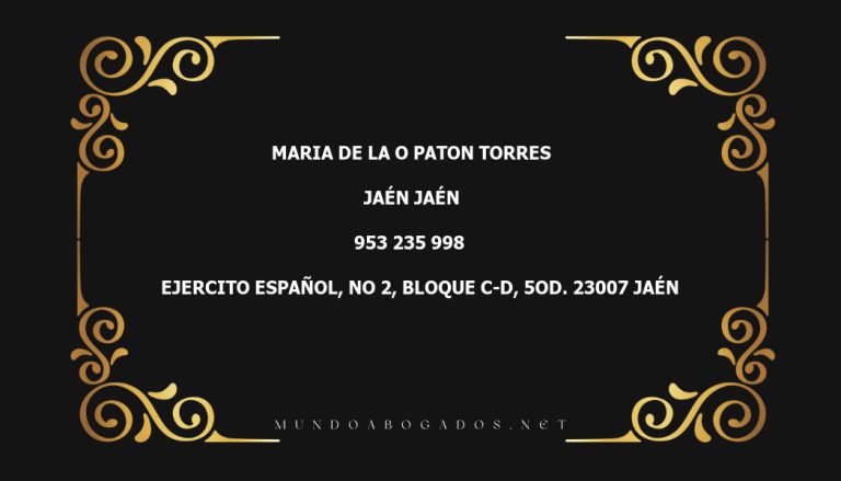 abogado Maria De La O Paton Torres en la localidad de Jaén