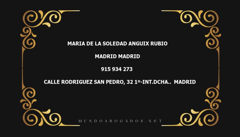 abogado Maria De La Soledad Anguix Rubio en la localidad de Madrid