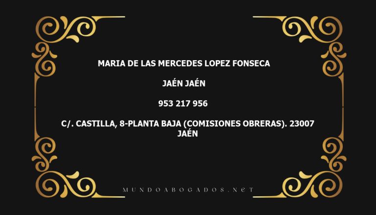 abogado Maria De Las Mercedes Lopez Fonseca en la localidad de Jaén