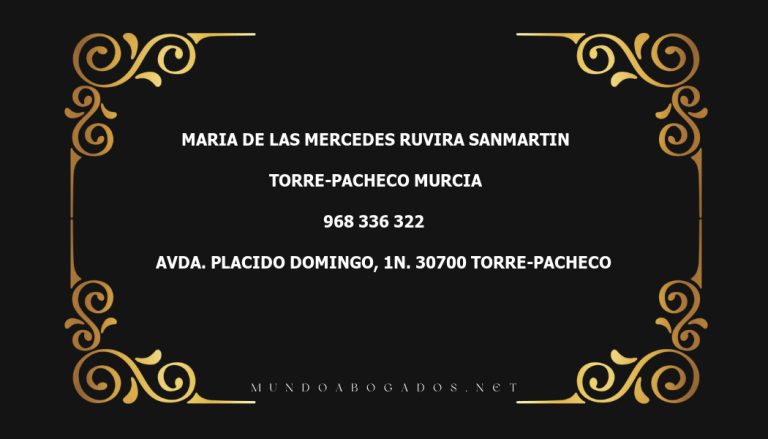 abogado Maria De Las Mercedes Ruvira Sanmartin en la localidad de Torre-Pacheco