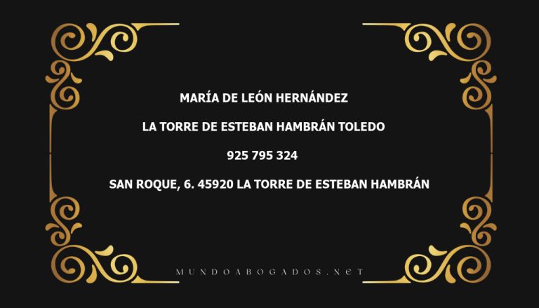 abogado María De León Hernández en la localidad de La Torre de Esteban Hambrán