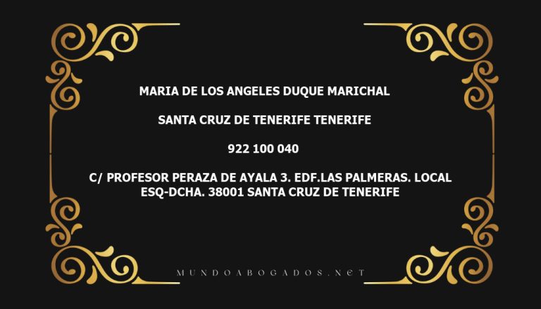 abogado Maria De Los Angeles Duque Marichal en la localidad de Santa Cruz de Tenerife