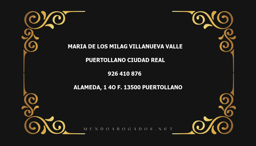 abogado Maria De Los Milag Villanueva Valle en la localidad de Puertollano