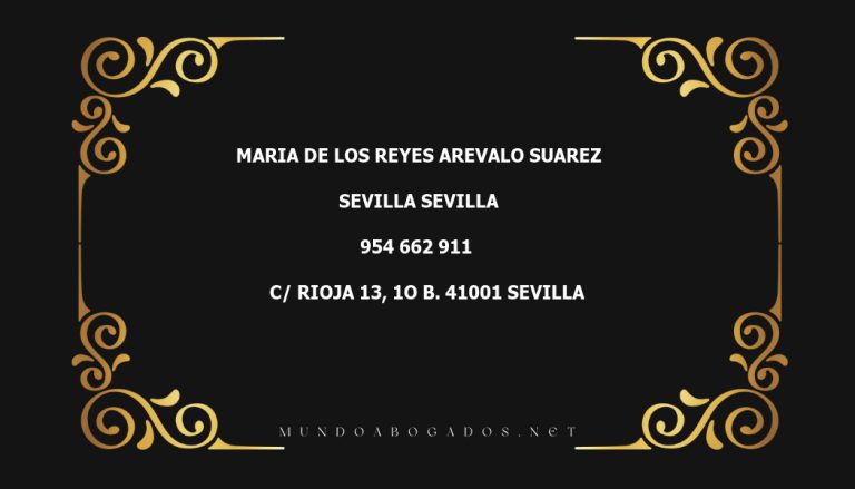 abogado Maria De Los Reyes Arevalo Suarez en la localidad de Sevilla