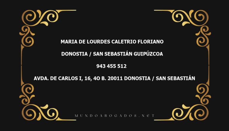 abogado Maria De Lourdes Caletrio Floriano en la localidad de Donostia / San Sebastián