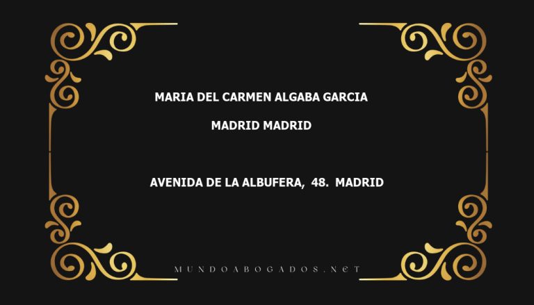 abogado Maria Del Carmen Algaba Garcia en la localidad de Madrid