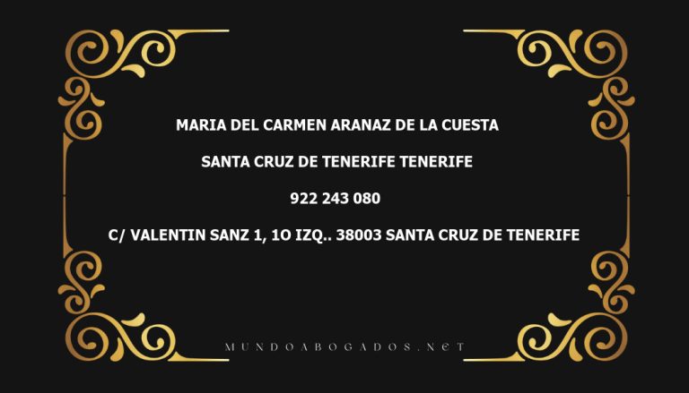 abogado Maria Del Carmen Aranaz De La Cuesta en la localidad de Santa Cruz de Tenerife