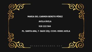 abogado Maria Del Carmen Benito Pérez en la localidad de Avila