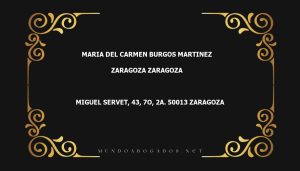 abogado Maria Del Carmen Burgos Martinez en la localidad de Zaragoza