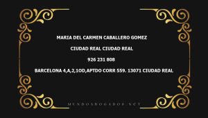 abogado Maria Del Carmen Caballero Gomez en la localidad de Ciudad Real