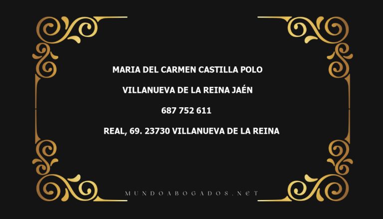 abogado Maria Del Carmen Castilla Polo en la localidad de Villanueva de La Reina