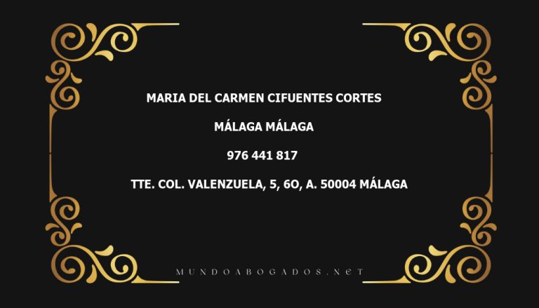 abogado Maria Del Carmen Cifuentes Cortes en la localidad de Málaga