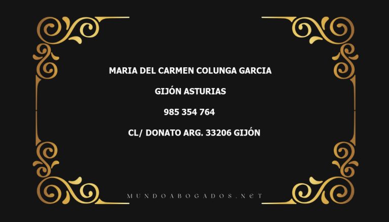 abogado Maria Del Carmen Colunga Garcia en la localidad de Gijón