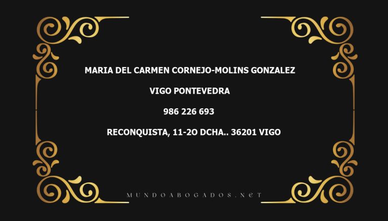 abogado Maria Del Carmen Cornejo-Molins Gonzalez en la localidad de Vigo