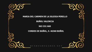 abogado Maria Del Carmen De La Iglesia Perello en la localidad de Buñol