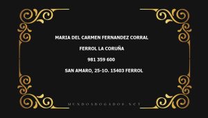 abogado Maria Del Carmen Fernandez Corral en la localidad de Ferrol