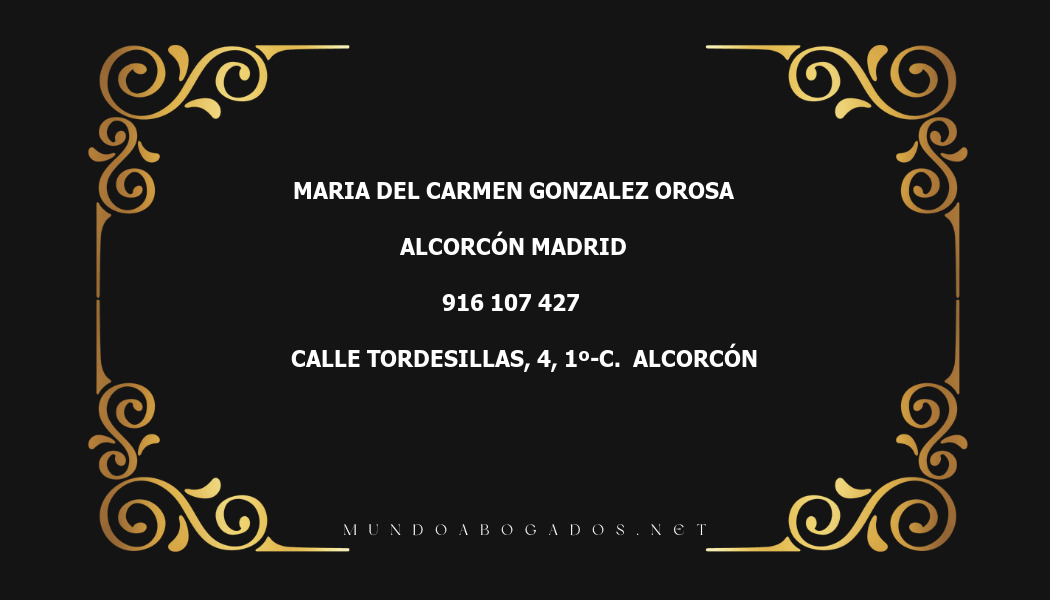 abogado Maria Del Carmen Gonzalez Orosa en la localidad de Alcorcón