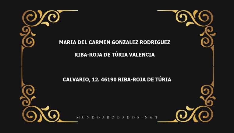 abogado Maria Del Carmen Gonzalez Rodriguez en la localidad de Riba-roja de Túria