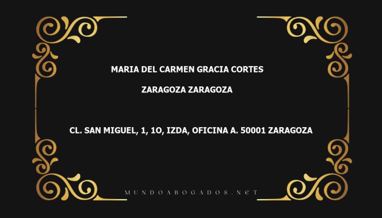 abogado Maria Del Carmen Gracia Cortes en la localidad de Zaragoza