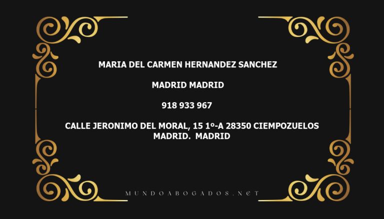 abogado Maria Del Carmen Hernandez Sanchez en la localidad de Madrid