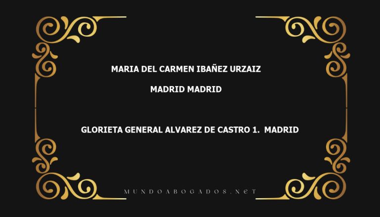 abogado Maria Del Carmen Ibañez Urzaiz en la localidad de Madrid