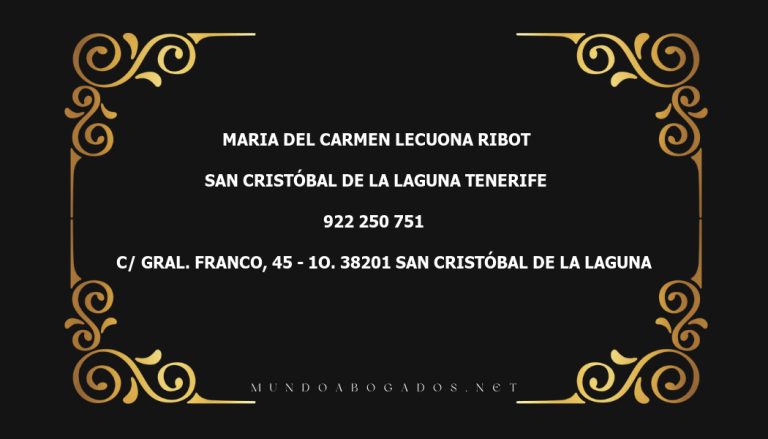 abogado Maria Del Carmen Lecuona Ribot en la localidad de San Cristóbal de La Laguna