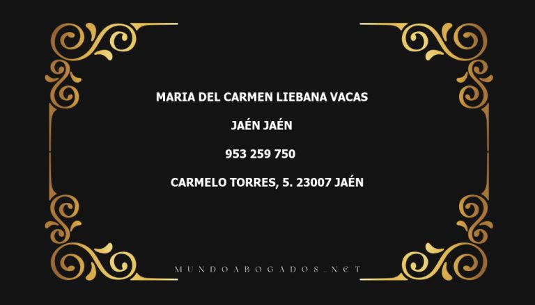 abogado Maria Del Carmen Liebana Vacas en la localidad de Jaén