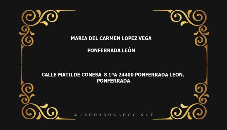 abogado Maria Del Carmen Lopez Vega en la localidad de Ponferrada