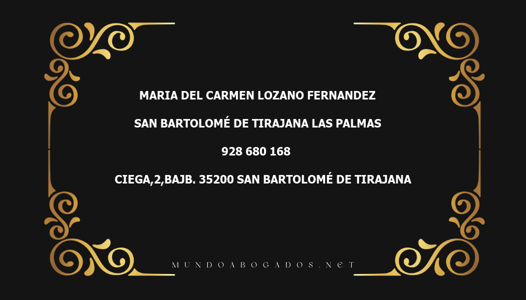 abogado Maria Del Carmen Lozano Fernandez en la localidad de San Bartolomé de Tirajana