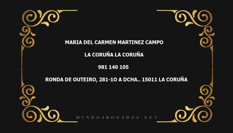 abogado Maria Del Carmen Martinez Campo en la localidad de La Coruña