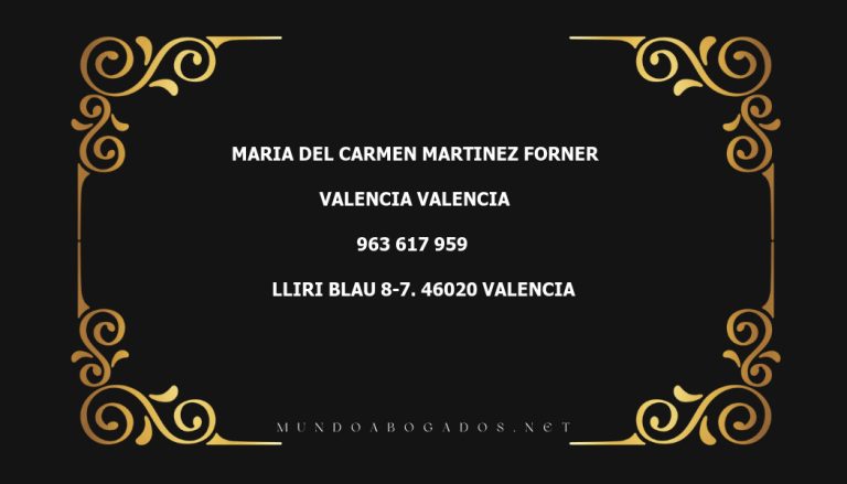 abogado Maria Del Carmen Martinez Forner en la localidad de Valencia