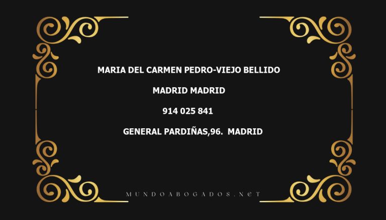 abogado Maria Del Carmen Pedro-Viejo Bellido en la localidad de Madrid