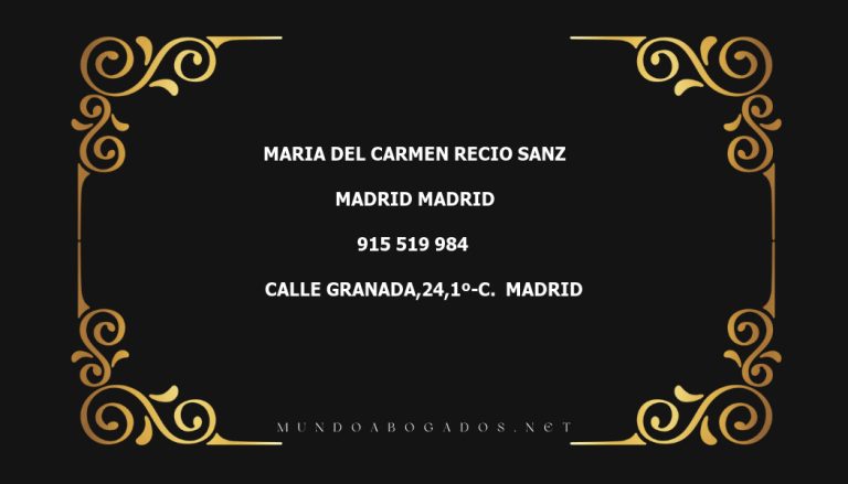 abogado Maria Del Carmen Recio Sanz en la localidad de Madrid