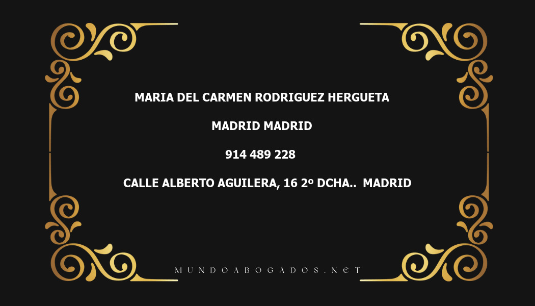 abogado Maria Del Carmen Rodriguez Hergueta en la localidad de Madrid