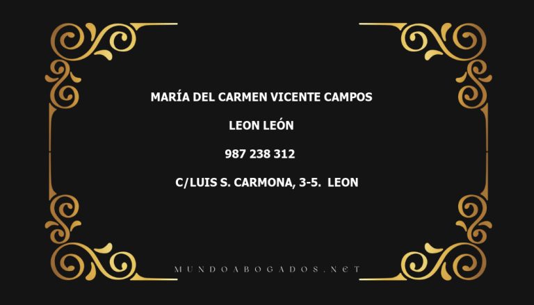 abogado María Del Carmen Vicente Campos en la localidad de Leon