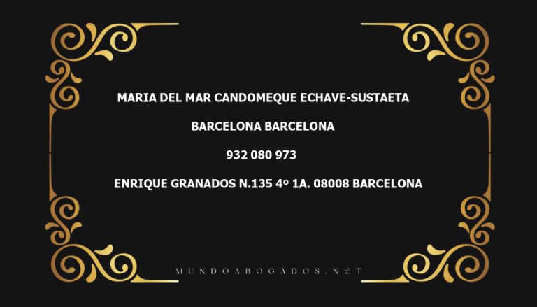 abogado Maria Del Mar Candomeque Echave-Sustaeta en la localidad de Barcelona