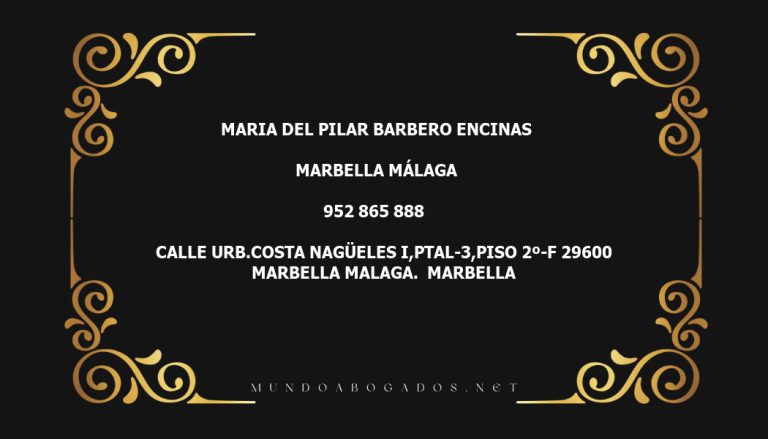 abogado Maria Del Pilar Barbero Encinas en la localidad de Marbella