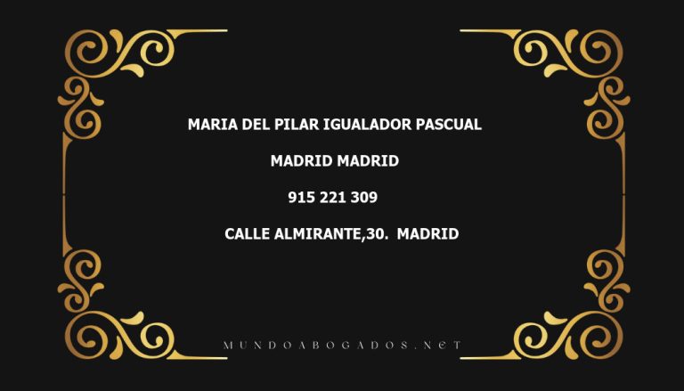 abogado Maria Del Pilar Igualador Pascual en la localidad de Madrid