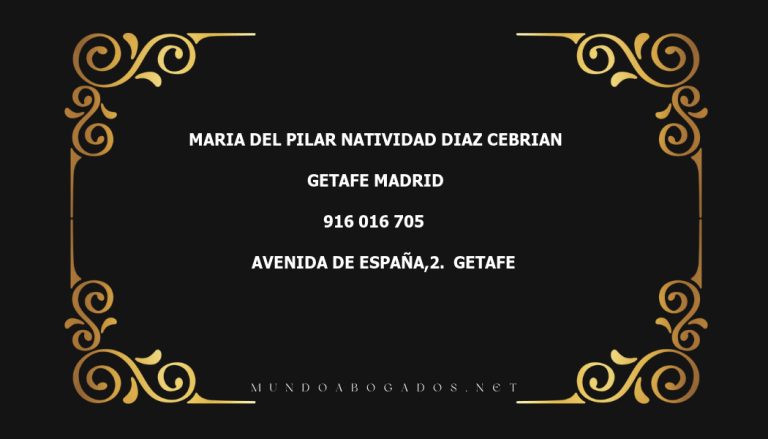 abogado Maria Del Pilar Natividad Diaz Cebrian en la localidad de Getafe