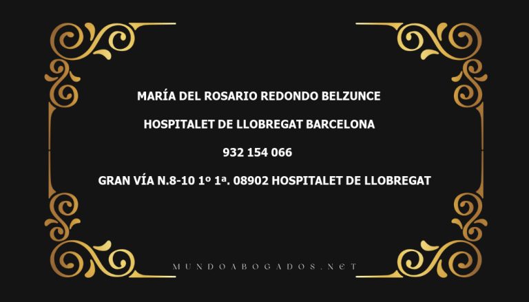 abogado María Del Rosario Redondo Belzunce en la localidad de Hospitalet de Llobregat