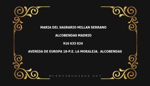 abogado Maria Del Sagrario Millan Serrano en la localidad de Alcobendas