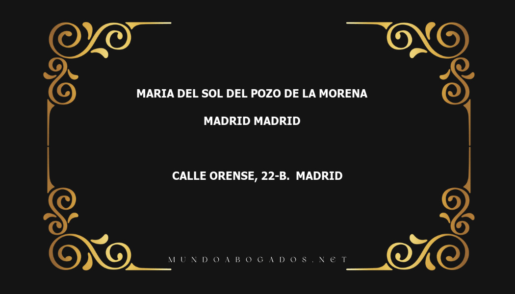 abogado Maria Del Sol Del Pozo De La Morena en la localidad de Madrid