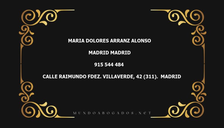 abogado Maria Dolores Arranz Alonso en la localidad de Madrid