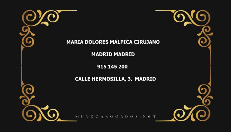 abogado Maria Dolores Malpica Cirujano en la localidad de Madrid