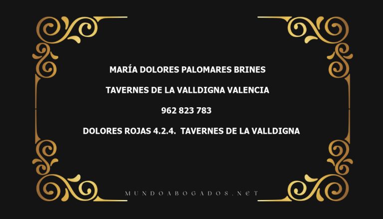 abogado María Dolores Palomares Brines en la localidad de Tavernes de la Valldigna