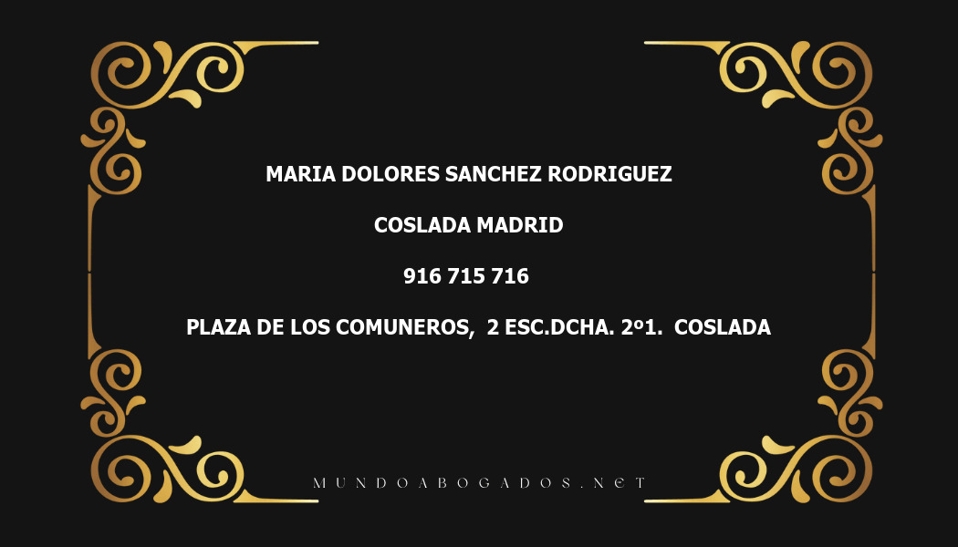 abogado Maria Dolores Sanchez Rodriguez en la localidad de Coslada