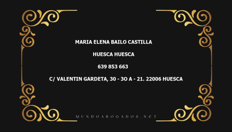 abogado Maria Elena Bailo Castilla en la localidad de Huesca